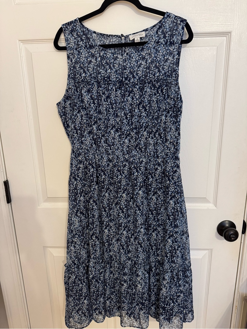 a new day Navy Blue Floral Sleeveless Midi Dress
